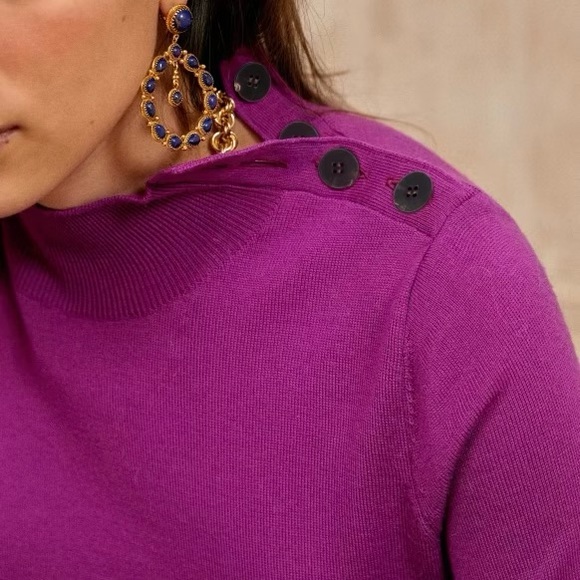 Sezane Jacob Merino Wool Long Sleeve Pullover sweater in purple - Picture 3 of 8